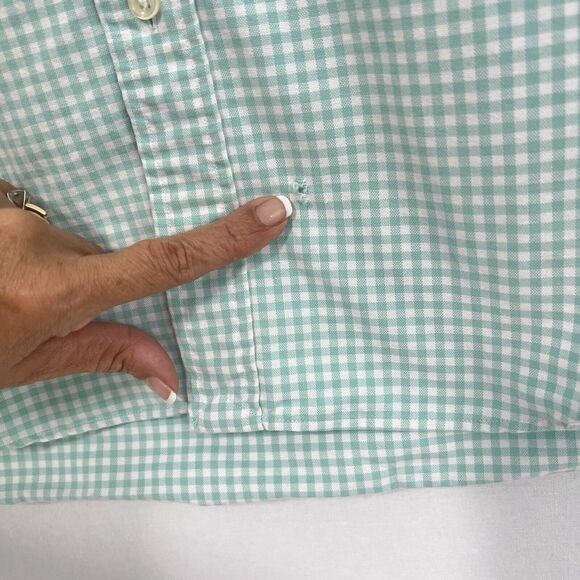 Ralph Lauren Shirt Mens Medium Flesh Pony Mint Green Gingham Plaid Oxford - Picture 4 of 14